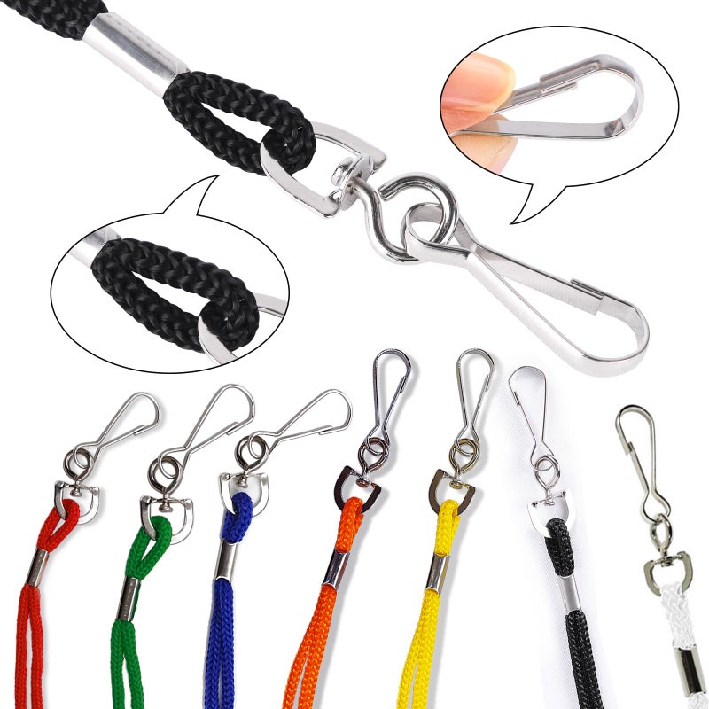 HOSL 100 Pack Orange Badge Lanyards Business Card Lanyards ID Card Employee Students Lanyards Round 36" With Swivel Hook - Image 5